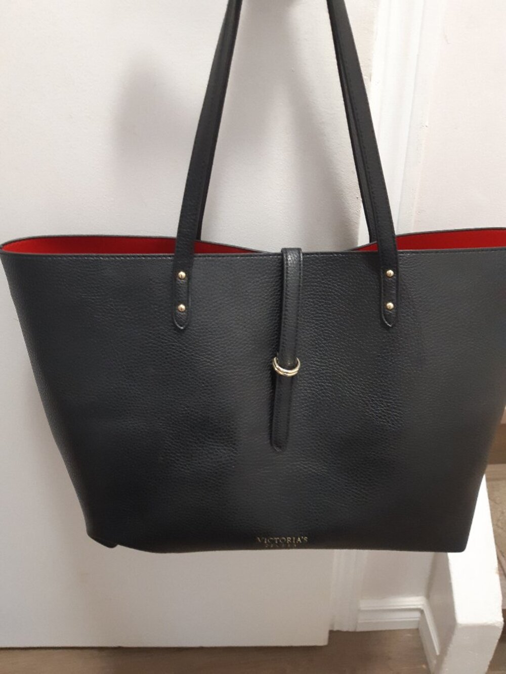Victoria's Secret Black Tote with red interior